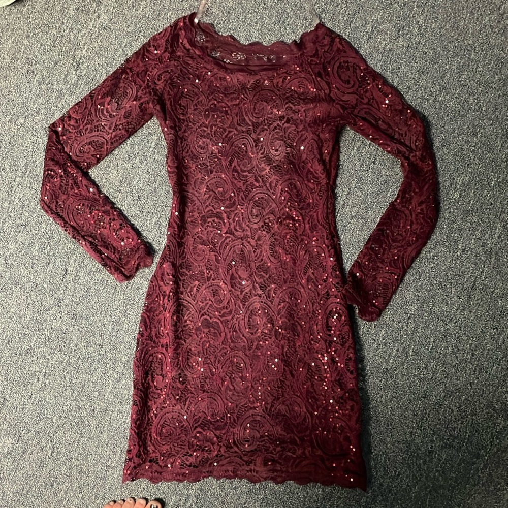 Red sparkly tight dress